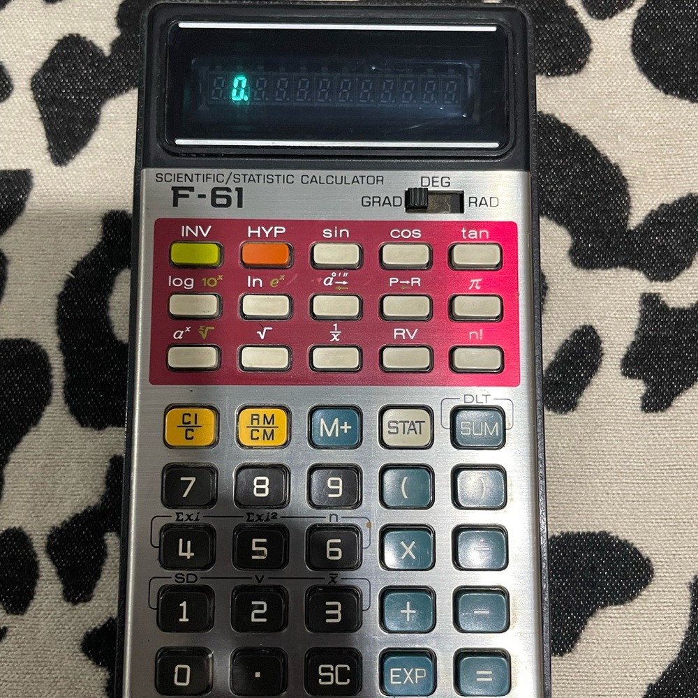 Canon F-61 Scientific Calculator - Silver and Red